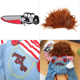 Striped Harness Pants For Dogs And Cats Fun Harness With Knife For Halloween 3-piece Set